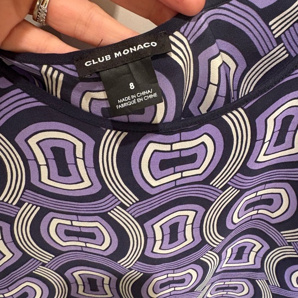 Club Monaco Purple Mod 60s Inspired Print Slip Dress Size 8 - Picture 7 of 8